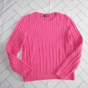 Lauren Ralph Lauren Hot Pink Cable Knit Sweater